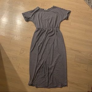 Navy Striped Tulip Hem Dress